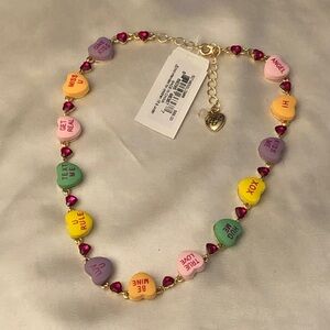 Betsey Johnson Conversation Heart Collar Necklace Crystal Accents NWT